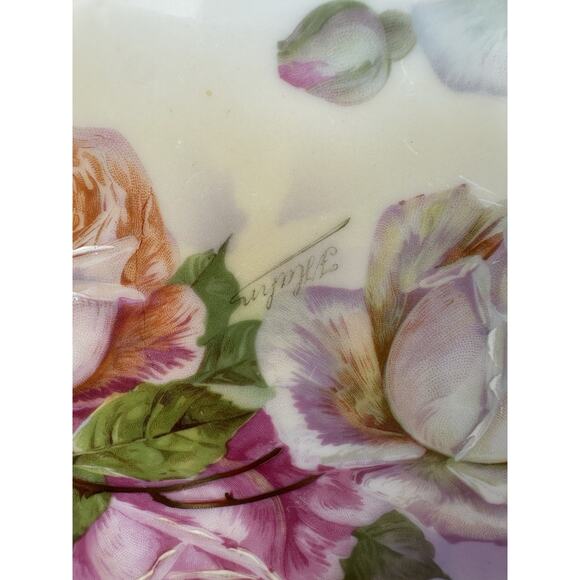 Royal Rudolstadt Prussia Hand Painted Plate Roses Gold rimmed 8.5" - Picture 4 of 9
